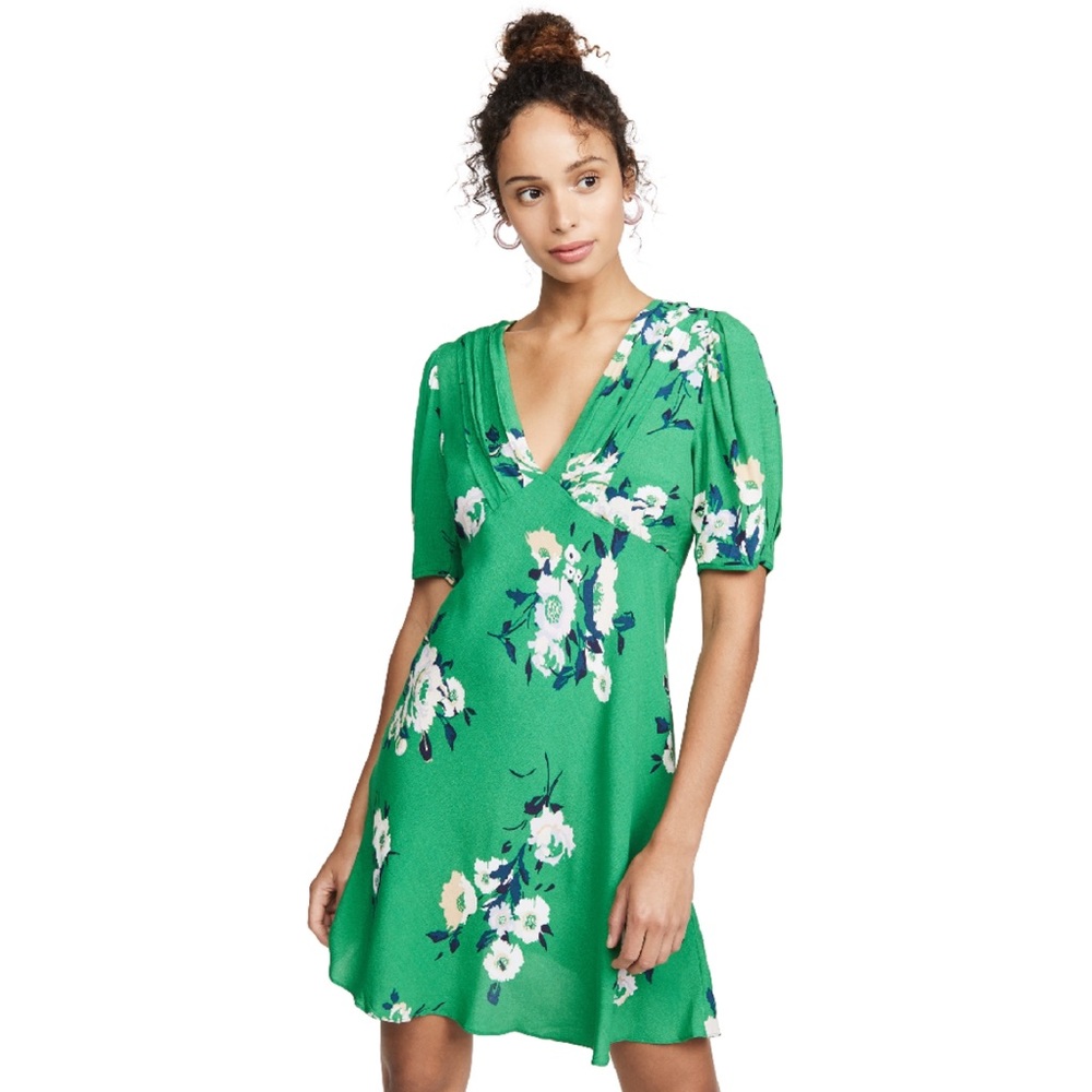 Free People Green Floral “Neon Garden”Mini Dress - size 4